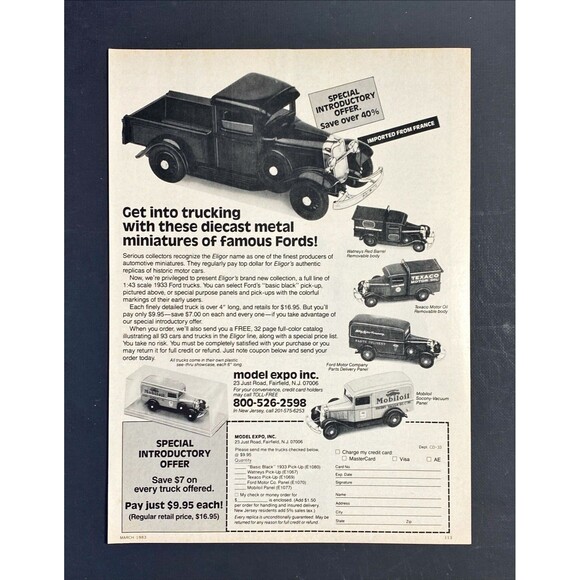 Model Expo Inc "Get into trucking with diecast metal miniatures"Vtg Print Ad '83 - Picture 3 of 3
